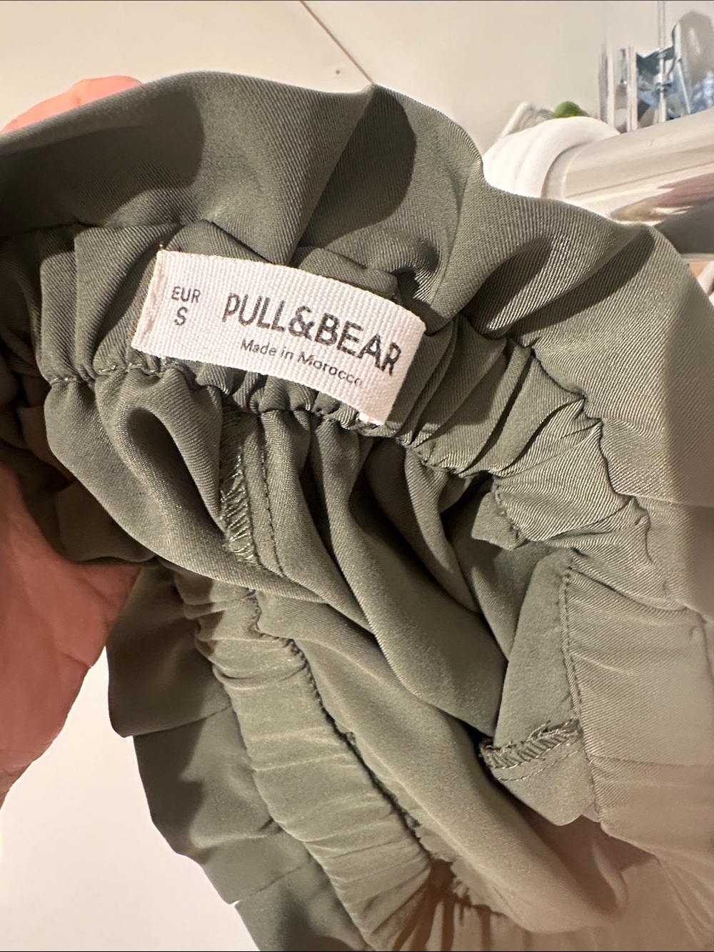 Pull&Bear Olive Green High-Waist Paperbag Trousers - Picture 3 of 3